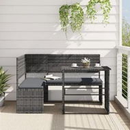 Detailed information about the product Garden Sofa with Table and Cushions L-Shaped Grey Poly Rattan