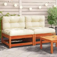 Detailed information about the product Garden Sofas Armless with Cushions 2 pcs Wax Brown Solid Wood Pine