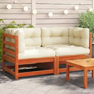 Detailed information about the product Garden Sofas Corner with Cushions 2 pcs Wax Brown Solid Wood Pine