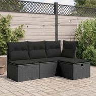 Detailed information about the product Garden Stool with Cushion Black 55x55x37 cm Poly Rattan