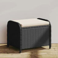 Detailed information about the product Garden Stool with Cushion Black 58x46x46 cm Poly Rattan