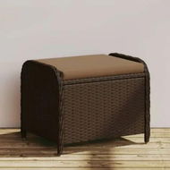 Detailed information about the product Garden Stool with Cushion Brown 58x46x46 cm Poly Rattan