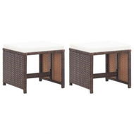 Detailed information about the product Garden Stools 2 Pcs With Cushions Poly Rattan Brown