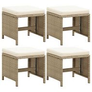 Detailed information about the product Garden Stools 4 Pcs With Cushions Poly Rattan Beige