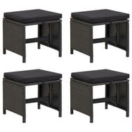 Detailed information about the product Garden Stools 4 Pcs With Cushions Poly Rattan Black