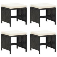 Detailed information about the product Garden Stools 4 Pcs With Cushions Poly Rattan Black