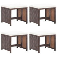 Detailed information about the product Garden Stools 4 Pcs With Cushions Poly Rattan Brown