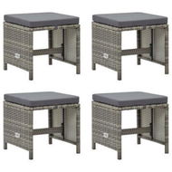 Detailed information about the product Garden Stools 4 Pcs With Cushions Poly Rattan Grey