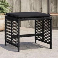 Detailed information about the product Garden Stools with Cushions 4 pcs Black 41x41x36 cm Poly Rattan