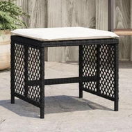 Detailed information about the product Garden Stools with Cushions 4 pcs Black 41x41x36 cm Poly Rattan