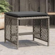 Detailed information about the product Garden Stools with Cushions 4 pcs Grey 41x41x36 cm Poly Rattan