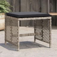 Detailed information about the product Garden Stools with Cushions 4 pcs Light Grey 41x41x36 cm Poly Rattan