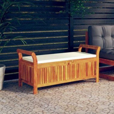 Garden Storage Bench With Cushion 126 Cm Solid Wood Acacia