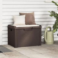 Detailed information about the product Garden Storage Box with Seat Cushion Brown 125 L PP