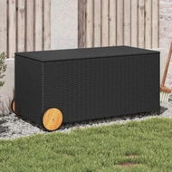 Detailed information about the product Garden Storage Box with Wheels Black 190L Poly Rattan