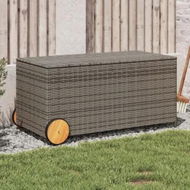 Detailed information about the product Garden Storage Box with Wheels Grey 190L Poly Rattan