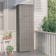 Detailed information about the product Garden Storage Cabinet Grey 59x40x180 cm Poly Rattan