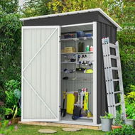 Detailed information about the product Garden Storage Shed Outdoor Backyard Tool Garage Bike Lockable Utility House Pet Dog Cat Shelter Galvanised Steel Plastic Tilted Roof 160x95x180cm