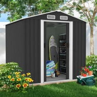 Detailed information about the product Garden Storage Shed Outdoor Backyard Tool Garage Bike Utility Lockable House Dog Pet Cat Exterior Shelter Home Tilted Roof Galvanised Metal Plastic