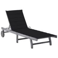 Detailed information about the product Garden Sun Lounger with Cushion Grey Solid Acacia Wood