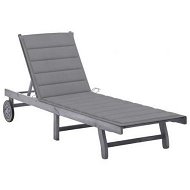 Detailed information about the product Garden Sun Lounger with Cushion Grey Solid Acacia Wood