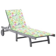 Detailed information about the product Garden Sun Lounger with Cushion Grey Solid Acacia Wood