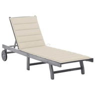 Detailed information about the product Garden Sun Lounger with Cushion Grey Solid Acacia Wood