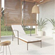 Detailed information about the product Garden Sun Lounger With Cushion Poly Rattan Brown