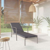 Detailed information about the product Garden Sun Lounger With Cushion Poly Rattan Grey