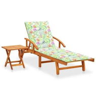 Detailed information about the product Garden Sun Lounger with Table and Cushion Solid Acacia Wood