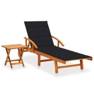 Detailed information about the product Garden Sun Lounger with Table and Cushion Solid Wood Acacia