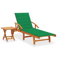 Detailed information about the product Garden Sun Lounger with Table and Cushion Solid Wood Acacia