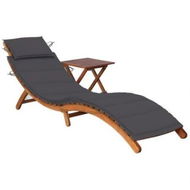 Detailed information about the product Garden Sun Lounger with Table and Cushion Solid Wood Acacia