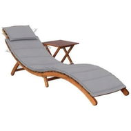 Detailed information about the product Garden Sun Lounger with Table and Cushion Solid Wood Acacia