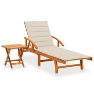 Detailed information about the product Garden Sun Lounger with Table and Cushion Solid Wood Acacia