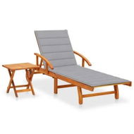 Detailed information about the product Garden Sun Lounger with Table and Cushion Solid Wood Acacia