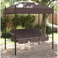 Detailed information about the product Garden Swing Bench with Canopy Coffee BrownÂ Steel