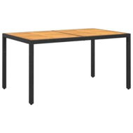 Detailed information about the product Garden Table 150x90x75 cm Acacia Wood and Poly Rattan Black