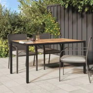 Detailed information about the product Garden Table 150x90x75 cm Poly Rattan and Acacia Wood Black