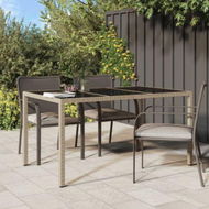 Detailed information about the product Garden Table 150x90x75 Cm Tempered Glass And Poly Rattan Beige