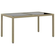 Detailed information about the product Garden Table 150x90x75 cm Tempered Glass and Poly Rattan Beige