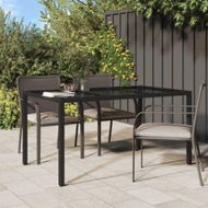 Detailed information about the product Garden Table 150x90x75 Cm Tempered Glass And Poly Rattan Black