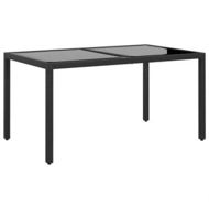 Detailed information about the product Garden Table 150x90x75 cm Tempered Glass and Poly Rattan Black