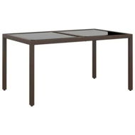 Detailed information about the product Garden Table 150x90x75 cm Tempered Glass and Poly Rattan Brown