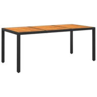 Detailed information about the product Garden Table 190x90x75 cm Acacia Wood and Poly Rattan Black