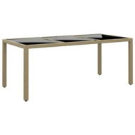 Detailed information about the product Garden Table 190x90x75 cm Tempered Glass and Poly Rattan Beige