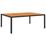 Detailed information about the product Garden Table 200x150x75 cm Acacia Wood and Poly Rattan Black