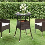 Detailed information about the product Garden Table 60x75 Cm Tempered Glass And Poly Rattan Brown.