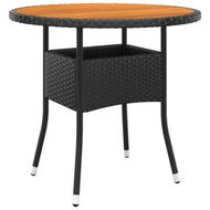 Detailed information about the product Garden Table 80x75 Cm Acacia Wood And Poly Rattan Black.