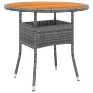 Detailed information about the product Garden Table 80x75 Cm Acacia Wood And Poly Rattan Gray.